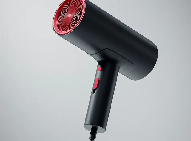 Moderner Haartrockner in Schwarz und Rot